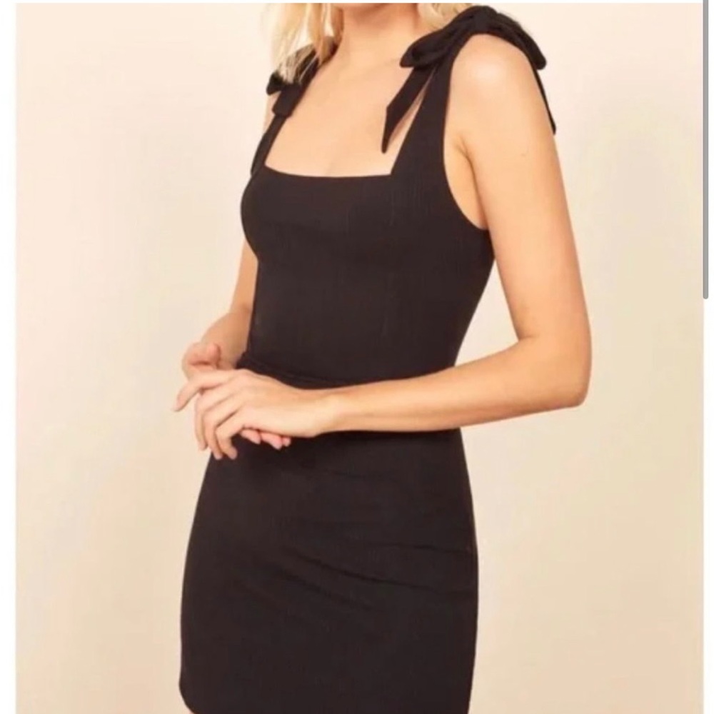 Reformation Jeans Black Tie Strap Dress
